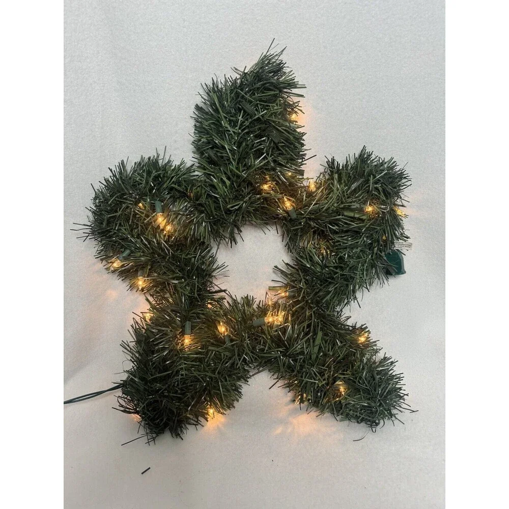 Christmas Star White Lights Greenery Vintage 1990s Old School Christmas